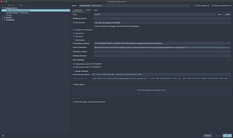 Setting up run edit configuration project values